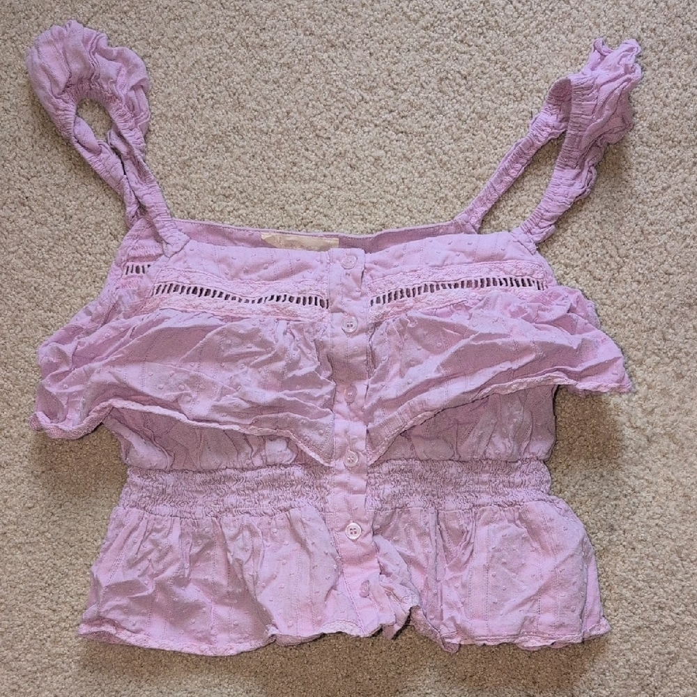 Women's Purple Ruffled Crop Top Size M